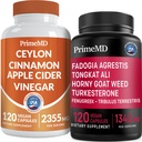 Ceylon Scorțișoară (1pk) și Fadogia Tongkat Ali (1pk) Supliment Bundle - Vitamine potențiale pentru inimă, energie, mușchi, testosteron, și suport imunitar - non-GMO, Vegan, gluten-free