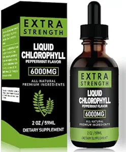 Clorofila picături lichide pentru piele curată și energie Boost - Suport imunitar supliment Clorofila lichid pentru sanatate guta - Deodorant intern - Antioxidant - 2 FL OZ