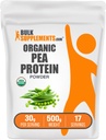 BulkSupplements.com Pudră organică de proteine pe bază de mazăre - Pudră de proteine pe bază de plante și Vegan - fără aromă și gluten, 30g per Serving, 500g (1.1 lbs) (Pachet de 1)