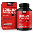 Force Factor Longjack Tongkat Ali Max pentru bărbați, Stamina masculină și supliment de vitalitate Made with Tongkat Ali Extract și ingrediente naturale cheie pentru absorbție superioară, 1200mg, 60 capsule