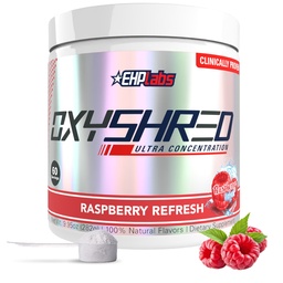 EHP Labs OxyShred Pre Workout Pulbere - Preworkout Pulbere cu L Glutamina si Acetil L Carnitina, Energetic Boost Drink - Raspberry Refresh, 60 Serviri