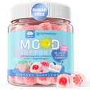 Ashwagandha Saffron Calm Gumies + Omega 3, L-Theanine & CoQ10 pentru femei, natural calmant fericit relax Gumies pentru adulți, Mood Supplement Gummy, Strawberry Flavor, Sugar Free, Vegan, 60ct