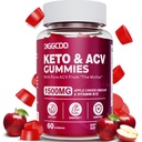 Keto ACV Gummies Avansat pierdere in greutate, Keto Gummy Supliment pentru femei si barbati, cu 1500MG Apple Cidru Otet & Vitamina B12, Vegan & Non-GMO, Detox & Curate, Low-Carb, 60 Conte