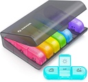 Auvon Weekly Pill Organizator 3 ori pe zi, Large 7 zile Pilula Box 3 ori pe zi cu container separat, Caz pilula portabil pentru medicamente, vitamine, ulei de pește și suplimente