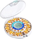 Daviky Automatic Pill Dispenser pentru persoanele în vârstă cu alarmă, 28-Day Electronic Locked Pill Box, Sound & Light Reminders pentru medicamente, vitamine, și suplimente (Orange)