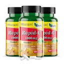 America Medic & Science Rapid-C 1000mg Vitamina C Supliment (3 Pachet de 100 comprimate) Booster de energie, Daily Immune System Support, Antioxidant 
