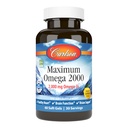 Carlson - Maximum Omega 2000, 2000 mg Omega-3 Acidi grasi Inclusiv EPA si DHA, Wild-Caught, Norvegian Fish Oil Supplement, Sustainable Soursed Fish Oil Capsules, Lemon, 60 Softgels