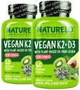 NaturaLO Vitamina D3 K2 - Vegan K2+D3 cu plante bazate pe D3 de la Lichen - Natural D3 Supliment pentru sistemul imunitar, suport osos, Heart Health - Întreaga alimente - non-GMO - Gluten gratuit, 60 capsule (Pachet de 2)