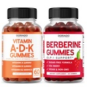 ADK Gummies Vitamina D3 K2 (60 gume) Vitamina D3 K2 fără zahăr - Supliment cu D & K - 10 Vegan Supliment - Berberine Gumies cu scorțișoară Ceylon pentru adulți - Non OMG & Made in USA