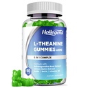 L-Theanine Gummies, l'theanine 400mg cu Ashwagandha, GABA, 5HTP,L-Theanine Chembable Supplement for Relax, Zzz & Focus Support, Vegan, Lemon Flavor, 60 Counts