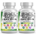 Clean Nutraceuticals Ulei de usturoi Oregano Extract de frunze de măsline Ulei de semințe negru - Suport imun și Suplimentul de sănătate digestiv pentru femei și bărbați cu vitamina D3 și zinc - 2Pack
