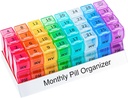 Lunar Pill Organizator 2 ori pe zi, o lună Pilula cutie AM PM, 30 zile Pilula caz Compartimente mici la Hold Vitamina şi Travel Medicine Organizator, 31 zile Pill Organizator, 4 săptămâni pastile