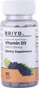 Briyo Vitamina d3 comprimat masticabil - 2000 UI (50 μg per servire) - Aromă naturală delicioasă de struguri, 90 Conte