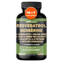 Gade Nutrition Resveratrol Berberine Quercetin Seed Extract de Ceai Verde N-Acetyl Cysteine - 14 în 1 Supliment complex pentru femei și bărbați cu Antioxidanți Potent - Made in USA
