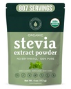 Organic 100% Pure Stevia Powder, 4 oz, Satisface Sweet Cravings, scade nivelul de zahăr din sânge pentru diabetici, vrac pudrat Stevia Extract Sweetener pentru o mai bună coacere & băuturi, 800+ Serviri de NatriSweet