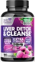 Liver Cleanse Detoxifiere & Reparație Formula - Advanced Ficat Supplement with Silymarin Milk Thistle, Dandelion Root, Artichoke Extract, Turmeric, Choline, & Beetroot - 180 Veggie capsule