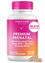 Roz Stork Premium Vitamina prenatala pentru femei - Ingrediente alimentare organice, Multivitamine & Probiotice - Boala de dimineata, Digestie, & Energie - Folate, B6, & Fier - 60 Capsule