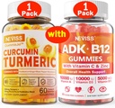 1Pack Curcumina turmerica umpluta Gumiile + 1Pack Vitamina ADK cu B12 Gume