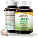 Lovita Odorless Usturoi Capsule, 5000 mg Fresh Usturoi Echivalent, 1,25% Allicin Extract, Suporturi Inimă, Tensiunea arterială, Colesterol & Sistem Immune, Non-GMO, Gluten-Free, 60 Vegan capsule