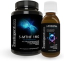 Laboratoare inteligente 2-in-1 Bundle de 500MG Liposomal Glutatione (Lichid Antioxidant Supliment) și 1MG 5-MTHF Methylfolat ca Quatrefolic Acid® (MTHFR Supliment pentru suport metilat)
