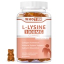 L-Lysine 1000mg Gummies, Masticabil Lysine Supliment pentru adulţi, Suport Imun, Colagen Formation Support, Lemon Flavor, 60 Conte