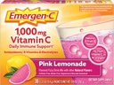 Emergen-C 1000mg vitamina C pulbere, cu antioxidanți, vitamine B și electroliți, Suplimente de imunitate pentru suport imunitar, Cafeina Free Fizzy Drink Mix, Roz Lemonade Flavor - 30 Conte (Pachet de 12)