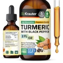 BIO KRAUTER Supliment Turmeric Tinctură - 1200 mg Curcumin Turmeric cu extract de piper negru - Alcool și zahăr fără - Picături Vegan 2 Fl.Oz.