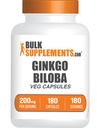 BulkSupplements.comginkgo Capsule extract de biloba - Ginkgo Biloba Sursat din frunze, Suplimentul vegetal - Vegan, 1 Capsule per Serving, 180 Conte (Pachet de 1)
