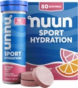 Nuun Sport Electrolit Tablete cu magneziu, calciu, potasiu, clorură & sodiu, gluten Free & Vegan, fructe citrice, 8 Pack (80 Servings Total)
