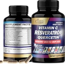 Suplimentul Cadane Resveratrol organic - 12in1 Amestecat cu VIT.C, Querbetin, Berberine, Turmeric, Ceai Verde & More - 90 Capsule 3 Luna