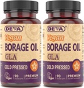Deva Vegan Vitamine, Borage Oil 500mg, Sursa de Omega-6 GLA acid gras (Gamma Linolenic Acid), Rece-Pressed & Nerafinat, 90 comprimate (Pachet de 2)
