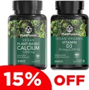 PlantFusion Vegan Calciu & D3 Bundle - Premium pe bază de plante de calciu 1000mg și D3 2000UI Suplimente pentru creșterea oaselor, Densitate, și rezistență și suport imunitar