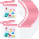 24 Pieces Pill Pouch Bags Zippered Pill Pouch Set Reutilizabil Translucid Medicina Organizator Auto Sigilare Medicina Bag de călătorie pastile de plastic cu Slide Lock Pill Baggies pentru pastile (Pink lumina)