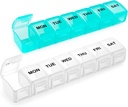 Small Pill Organizator 2 ori pe zi, 2 Pack 7 Ziua Pilula Cutie 1 De fiecare dată pe zi, Călătorie prietenos zi Vitamina Organizator, Săptămânal AM PM Pilula Case container