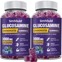 2 Packs Glucosamină Chondroitin Gummies - 3000MG supliment de suport comun cu MSM & Elderberry, flexibilitate, suport imun antioxidant Gummy pentru adulți, bărbați și femei