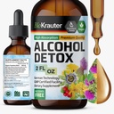BIO KRAUTER Alcool dezintoxicare Tinctură - Ficat Curățenie & Detoxifiere Formula - Milk Thistle & Dandelion - Extract lichid de sprijin pentru ficat - Alcool și zahăr gratuit - Picături Vegan 2 Fl.Oz.