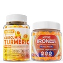 Curcumina cucurcumina cu zahar umpluta 550 mg pentru adulti,Vegan Iron Gumies Supliment cu vitamina C