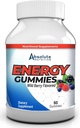 Nutriție absolută Aroma de fructe sălbatice Gume - Gume cafeina pentru adulți, B12 Gume, Pre Antrenament de energie Chews pentru femei și bărbați, vitamine energetice, suport metabolic pentru oboseală Focus