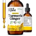 Picăturile de turmerie și de ghimbir sălbatic și organic - Suport comun și imun - Turmeric lichid cu extract de ghimbir și piper negru - Supliment curcumin - Vegan, zahăr și alcool-Free Tinctură - 2 oz