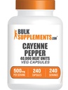 BulkSupplements.com Cayenne Pepper Capsule - Cayenne Pepper 40000 HU, Capsaicina Suplimente, Cayenne Pepper Suplimente - Gluten gratuit, 1 capsulă per Serving, 240 Veg Capsule (Pachet de 1)