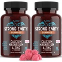 YUM-V'S Calciu, Magneziu, Zinc & Vitamina D Gummies, Cal Mag Chewable Supplement, Vegetarian Kosher Halal Natural Zmeură Aroma Gumițe pentru adulți Femei & Bărbați - 90 Count (Pachet de 2)