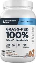 Labs Transparent Labs Grass-Fed Proteina Whey Izolat - natural aromat, Gluten Free Whey Pulbere de proteine cu 28g de proteine per Servire & 9 Aminoacidi - 30 Serviri, fulgi de ovăz Ciocolata Cookie