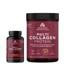 Nutriție antică Multi Colagen Capsule avansate, musculare, 90 Conte + Multi Colagen Pulbere de proteine, Nearomate, 45 Serviri