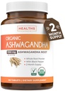 USDA Organic Ashwagandha Supliment - pastile de mare potenta Ashwagandha realizate cu Pepper negru organic pentru absorbție îmbunătățită - Vegan non-GMO fabricate în SUA & Lab verificat (2 luni de aprovizionare)