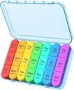 Daviky Pill Organizator Travel, Weekly Pill Organizator de 3 ori pe zi, Pill Box 7 zile, Pill Case Organizatorii de 7 zile, Daily Pill Box Organizator, Medicina Organizator să dețină vitamine și medicamente (albastru)