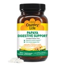 Viata de tara Enzime masticabile Papaya pentru suport de digestie - Ananas natural si aroma Papaya, Asistente cu Absorbtie Nutrient, Contine Papain & Proteaza - 200 Ct