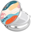 Nipichsha Pill Box, mini caz Pilula pentru Purse & Pocket, Cute Travel Medicine Organizator, Portable Medicine Container Holder to Hold Vitamins, Medicamente, Fish Oil & Supplement, A04-Art Stil model