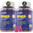 Melatonina gratuit de dormit Gumiile pentru adulți, Sugar gratuit de dormit Gummy nr Melatonina, Gumiile naturale calm cu magneziu Glycinate, L-Tryptofan, L-Theanină, GABA, Ashwagandha, Valerian, 120cts