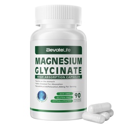 Glicinat de magneziu 400 MG per Serving 100% Chelated for High Absorbtion, Gentle On Stomac, Non-GMO, 90 Capsule vegetariene