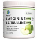 L-Arginină 5000mg + L-Citrulline 2000mg Complex pulbere supliment băutură Mix - oxid de azot Booster pentru sănătatea inimii, fluxul de sânge și energie - 30 Serviri (Apple verde)